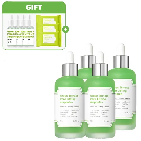 그린토마토 포어 리프팅 앰플 플러스 75ml 4개[+모공앰플 10ml*4개+클렌징티슈 3개]