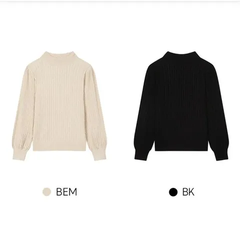 [하프클럽]  24겨울 시퀸 비숍 소매 하이넥  니트X2915