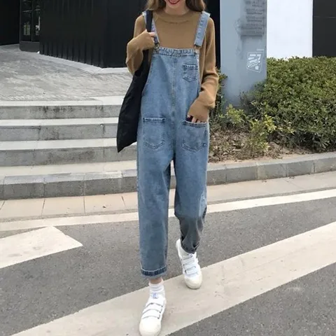 [오노마] ONM 여성 캐주얼 중청 워싱데님 반배기 포켓 멜빵바지 (32615813)