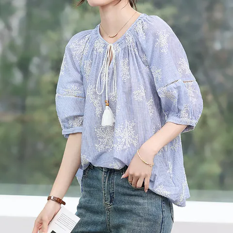 프아 에스닉 루즈 블라우스_RE2BL097