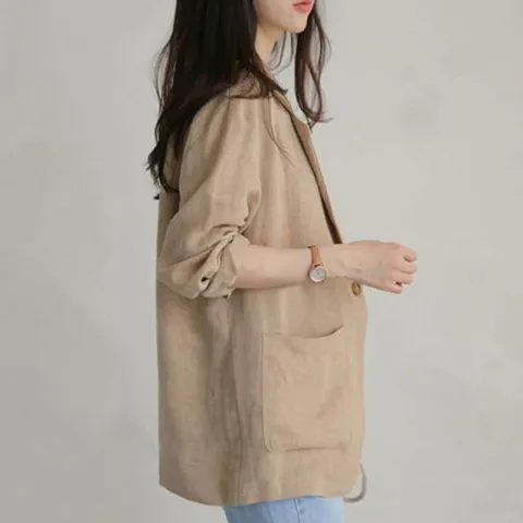 긴팔자켓 구김없는자켓 여자린넨자켓 시원한소재 여름자켓 여름가을까지 린낸재킷