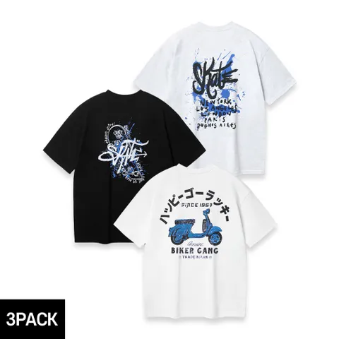 [3PACK]  오버핏 스트릿 반팔티 3종 패키지