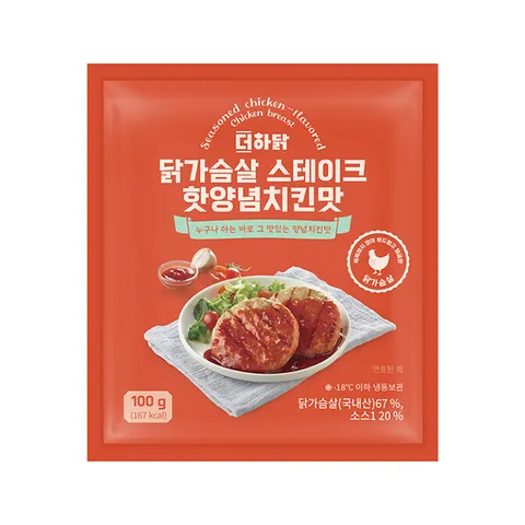 더하닭 닭가슴살 스테이크 핫양념치킨맛100g20팩