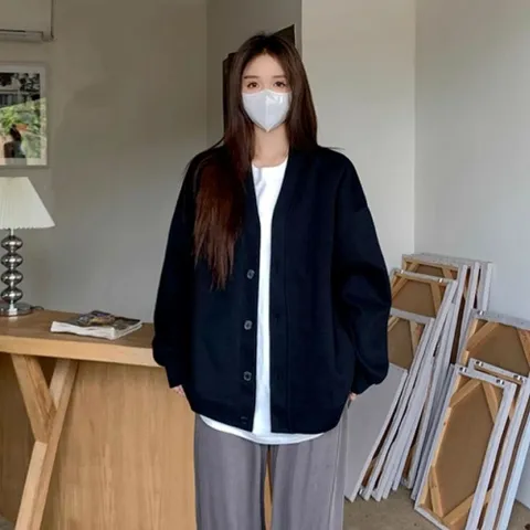 여성 안감 스티치 기모 가볍고 따뜻한 오버핏 가디건 기모가디건 오버핏가디건