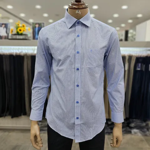 (모다인천점)블루 슬럽 스트라이프 노멀핏 셔츠/PJDS3912_IC_1