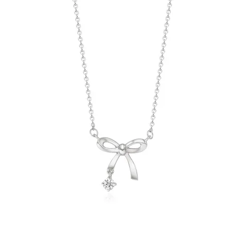 [티르리르] 부산본점단독_리본 큐빅 화이트 실버 목걸이 STNSSVW04557M 463694