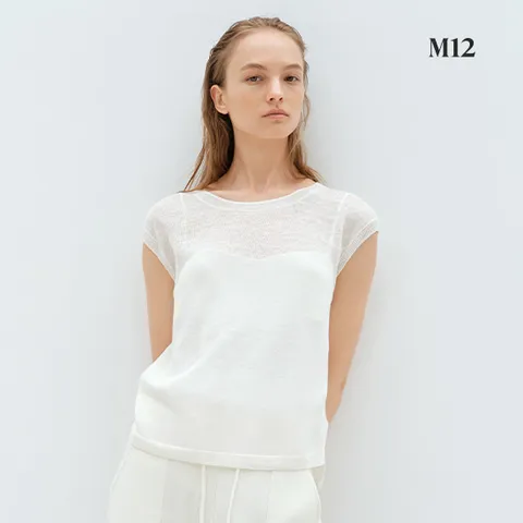 M12 25SS 프렌치린넨100 슬리브리스 니트탑 2종