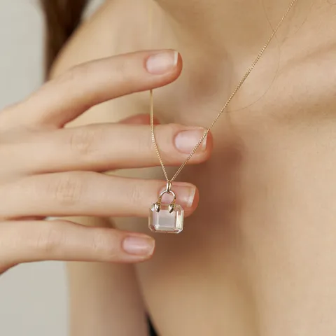 14k 클리어 쿼츠 미니백 펜던트 14K골드 LFP04