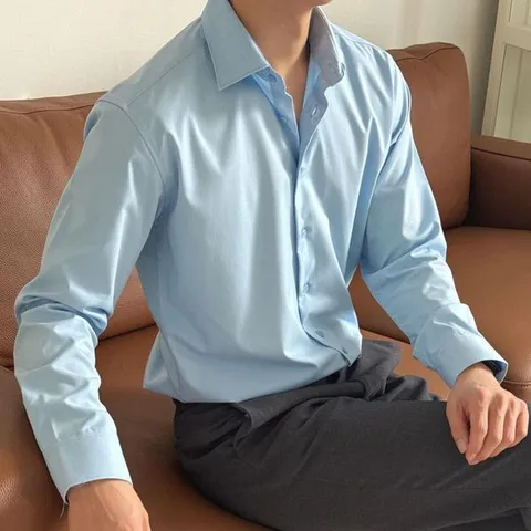 [하프클럽] 남자 출근룩 알바 봄출근룩 하늘색 셔츠