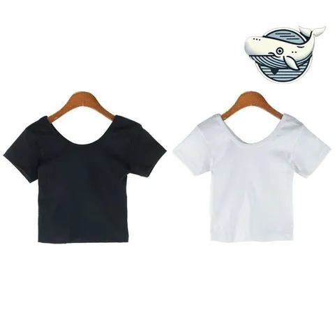 [하프클럽/모노무드] 기본 무지 반팔 상의 크롭 스타일 편안한