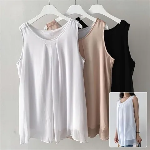 [하프클럽/시드마켓]쉬폰 레이어드 이중 나시 204E147S 빅사이즈 여성