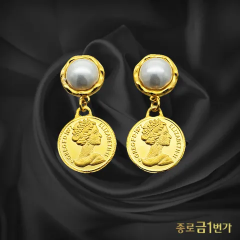 여자 순금 귀걸이 여왕진주  3.75g 99.9