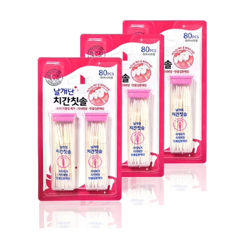 네오 날개단 치간칫솔 80p 3개/이쑤시개형 휴대용케이스