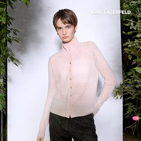 칼라거펠트 캐시미어 블렌드 크로셰 가디건