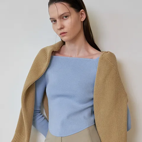 [나인] [정상가 :59000원] 스퀘어넥 슬림 니트(T-6780)