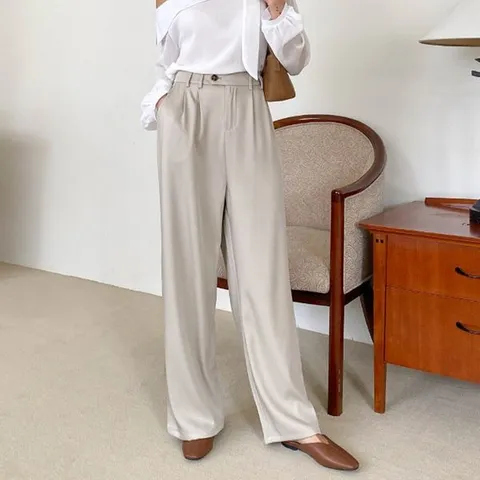 [하프클럽/브이와이]여성 뒷밴딩 핀턱 오피스 팬츠_WP33447