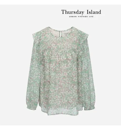 [Thursday Island] 플로럴 프릴 블라우스 (T232MBL535W)
