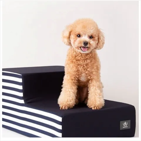 D11 어닝 스트라이프 2단 스텝 네이비 침대 소파 계단 강아지스텝 애견스텝 반려견계단