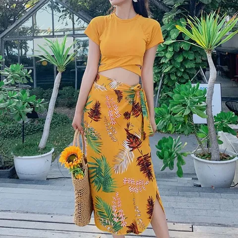 코코비치 쓰리피스 수영복 여름 반팔 여자 온천 여성 호텔수영복 강습수영복