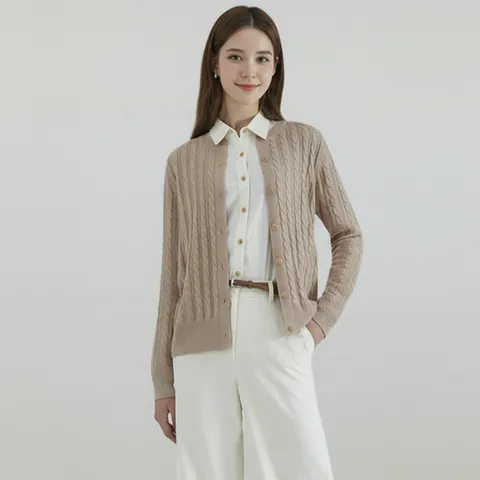 [최초가99,000]케이블 카디건_베이지