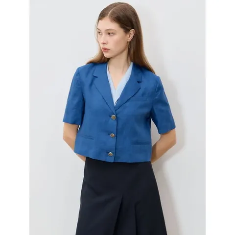 [하프클럽] 우아한 썸머 린넨 크롭 반팔 자켓 (택가격 278000원)