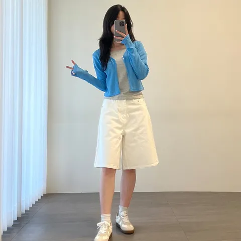 여성 와이드핏 기본 반바지 검정 흰색 5부 면