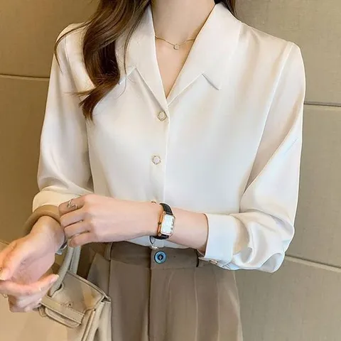 [하프클럽] 베이직 란우 카라 블라우스 주얼리 단추 기 자켓형