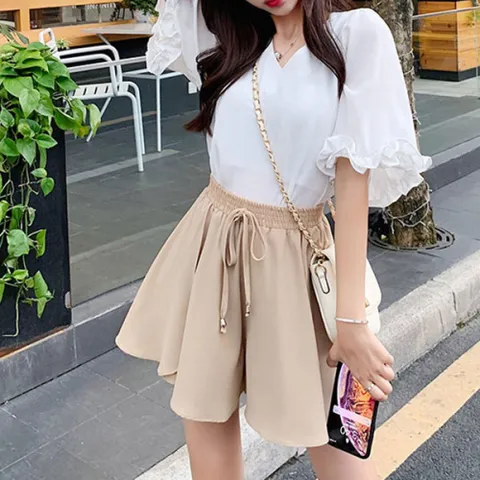 [브리치]  / 고무밴딩 와이드 쉬폰 하늘하늘 치마바지