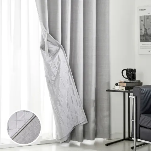 ON NEW 린넨스타일 3중방한 3도씨커튼 140X240 1장 그레이 높이조절밴드