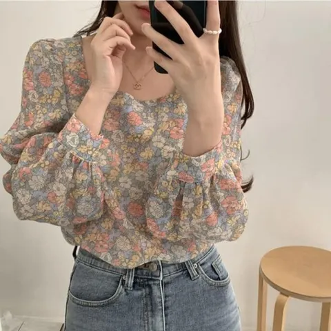 [하프클럽/여자 여름 아이스 쿨링 러블리 쉬폰 퍼프 블라우스