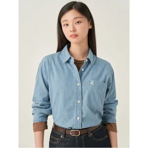 데님 오버핏 셔츠  스카이 블루 (BF5764C03Q)