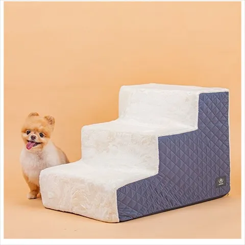 D11 바닐라 퀼팅 3단 스텝 그레이 소파 강아지 계단 강아지스텝 애견스텝 반려견계단