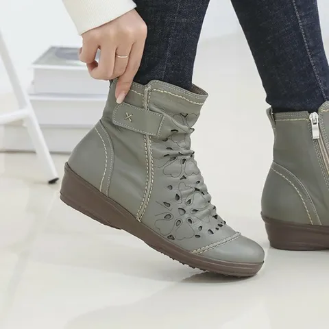 [브리치]  /  지쎄수제화 양가죽 다니 펀칭 숏부츠 4cm