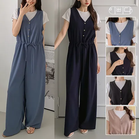 벨라도나 국내제작 여성 여름 루시 레그 와이드 스트링 단츄 점프수트 IBBD25_AP9