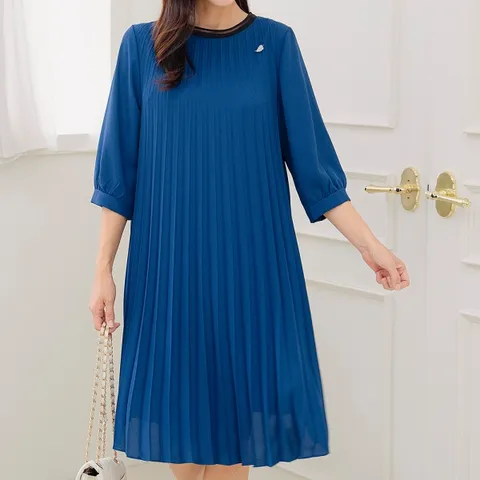 드리다 여름 여자 7부 플리츠 정장 쉬폰 빅사이즈 원피스 40-50대 중년여성 엄마옷 미시 마담 하객 상견례