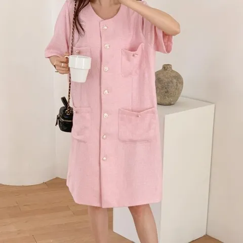 |KSO48BD|드로즈 하트단추 미디 원피스 투웨이 주머니 여성_18169771_597559