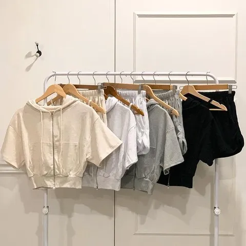 [하프클럽] 여성 후디집업 하프팬츠 여름반팔 세트