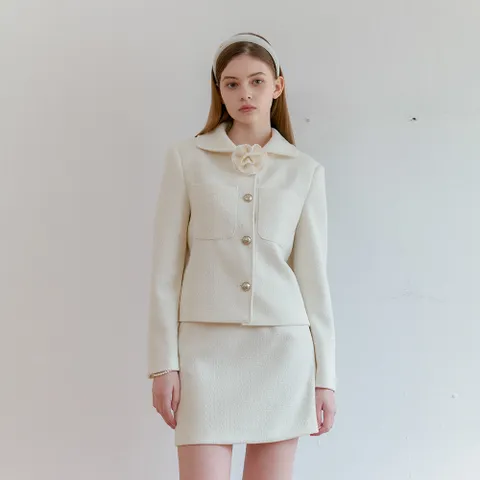 CLASSIC TWEED SKIRT_IVORY