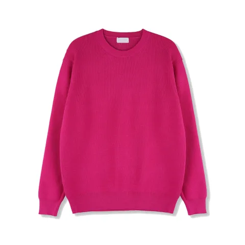 남자 워셔블 울 메리노 하찌 라운드 니트 SG-KN-Q028-핫핑크