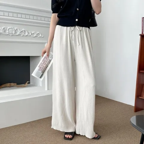 올비아 쿨바지 주름 하와 피서룩 와이드 린넨 팬츠 바지 여름 여행룩 이바지 통바지