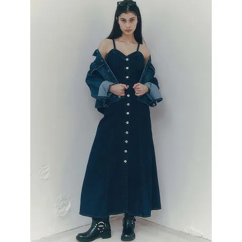 [하프클럽] 슬림핏 데님 원피스 (T239MOP903W) (T239MOP903W)