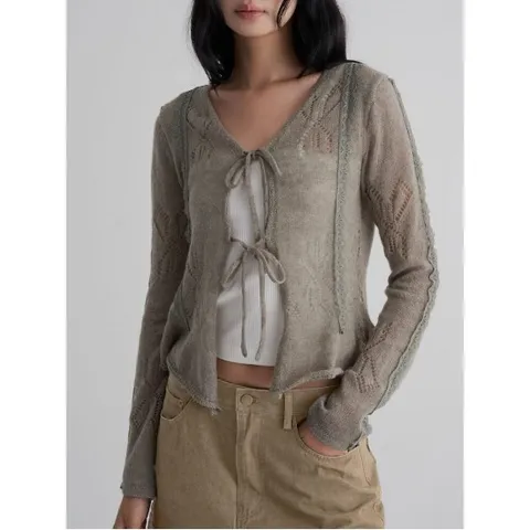 레이스패치 긴팔 가디건 - 베이지 (16595ALYKA)