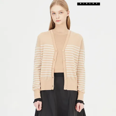 아울렛 울 스트라이프 니트 가디건 SAKC70411