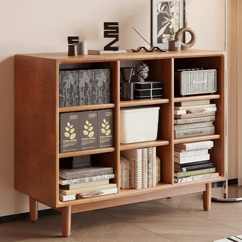 [리벨리] 고무나무 거실 수납장 9칸