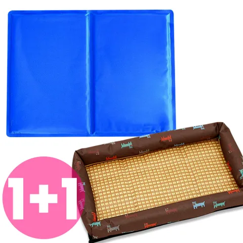 (80% 1+1 땡처리) 강아지 고양이 여름쿨방석/쿨베드 (색상랜덤) + 쿨매트 (블루) M사이즈 2개세트 소형견 퍼피
