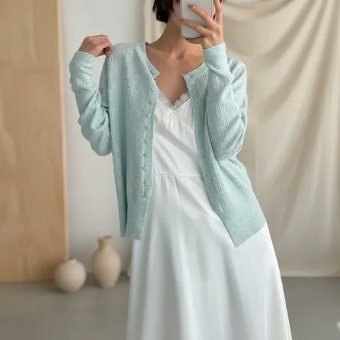 [다잇템] 여성 크로쉐 골지 꽈배기 꽃무늬 엷은 SS 가디건_24746202_588872