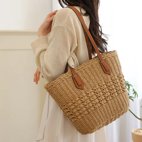 레브 밀짚 왕골 숄더백 여름 라탄가방 비치백 휴양지가방