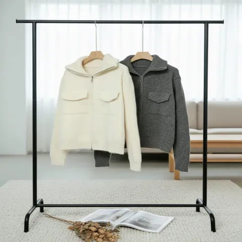 여자 2WAY 더블포켓 집업니트 터틀넥 가디건