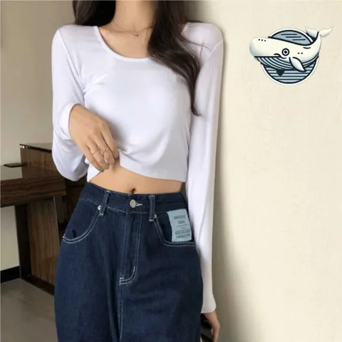 여성 심플 긴팔 세미크롭 라운드넥 데일리 여성티셔츠 여름맨투맨 여성여름티셔츠 홀터넥나시