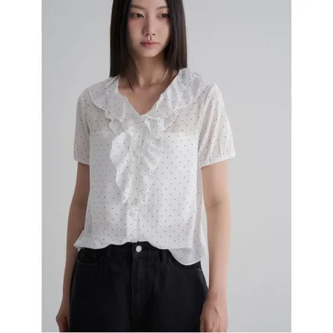 도트 블라우스 - 아이보리 (125764MQA0)